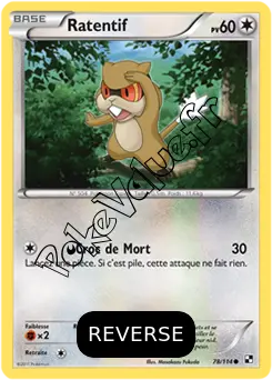 Carte Pokémon Ratentif  Reverse n°78 de la série Noir et Blanc