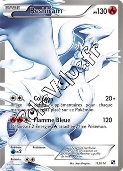 Carte Pokémon Reshiram  n°113 de la série Noir et Blanc