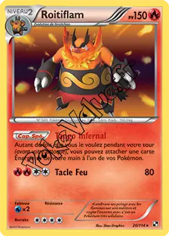 Carte Pokémon Roitiflam n°20 de la série Noir et Blanc