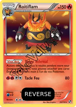 Carte Pokémon Roitiflam Reverse n°20 de la série Noir et Blanc