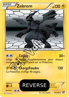 Carte Pokémon Zekrom  Reverse n°47 de la série Noir et Blanc