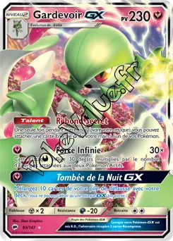 Carte Pokémon Gardevoir GX  n°93 de la série Ombres Ardentes