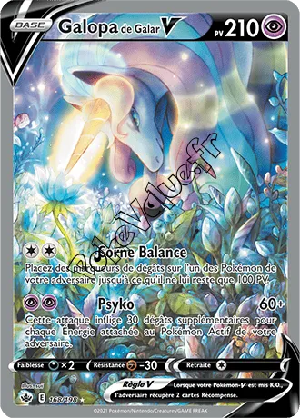Carte Pokémon Galarian Rapidash V  n°168 de la série Règne de Glace