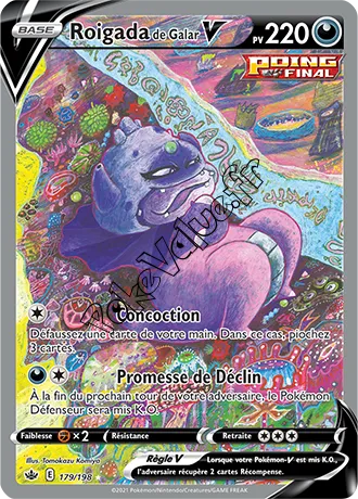 Carte Pokémon Roigada de Galar V  n°179 de la série Règne de Glace