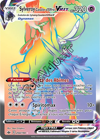 Carte Pokémon Sylveroy Cavalier d'Effroi VMAX  n°204 de la série Règne de Glace