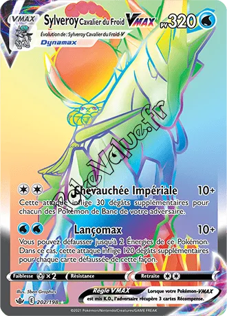Carte Pokémon Sylveroy Cavalier du Froid VMAX  n°202 de la série Règne de Glace