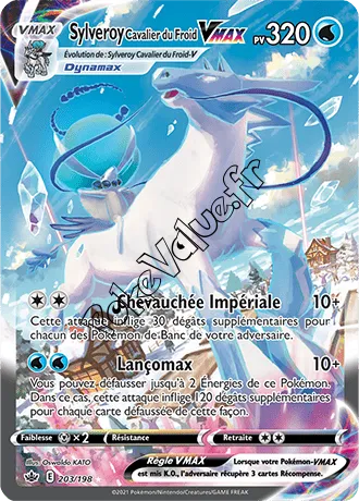 Carte Pokémon Sylveroy Cavalier du Froid VMAX  n°203 de la série Règne de Glace