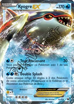 Carte Pokémon Kyogre EX  n°26 de la série Explorateurs Obscurs