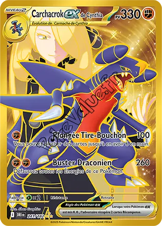 Carte Pokémon Carchacrok ex de Cynthia  n°241 de la série Rivalités Destinées