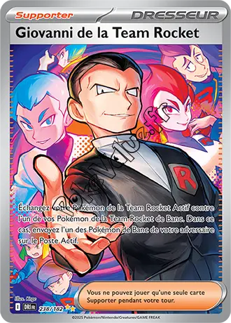 Carte Pokémon Giovanni de la Team Rocket n°238 de la série Rivalités Destinées