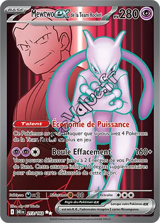 Carte Pokémon Mewtwo ex de la Team Rocket  n°213 de la série Rivalités Destinées