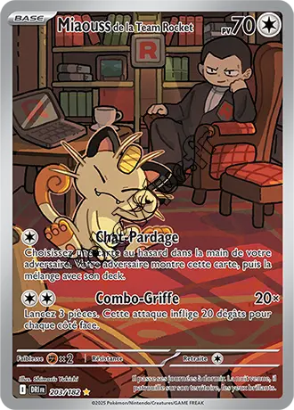 Carte Pokémon Miaouss de la Team Rocket  n°203 de la série Rivalités Destinées