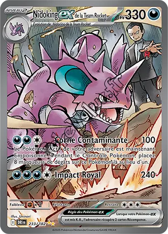 Carte Pokémon Nidoking ex de la Team Rocket  n°233 de la série Rivalités Destinées