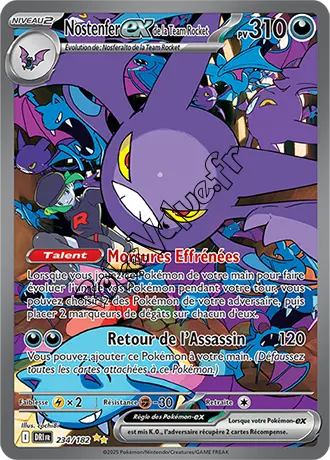 Carte Pokémon Nostenfer ex de la Team Rocket  n°234 de la série Rivalités Destinées