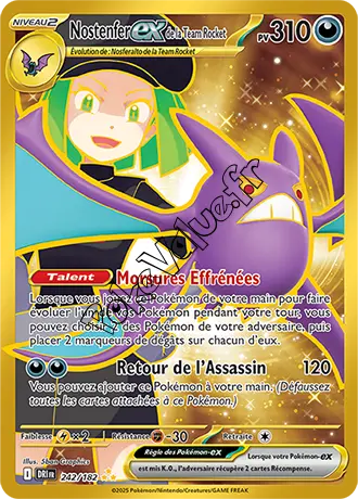 Carte Pokémon Nostenfer ex de la Team Rocket  n°242 de la série Rivalités Destinées