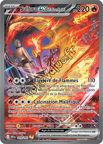 Carte Pokémon Sulfura ex de la Team Rocket  n°229 de la série Rivalités Destinées