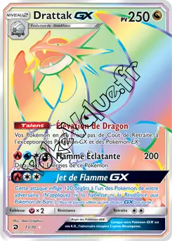 Carte Pokémon Drattak GX n°73 de la série Majesté des Dragons