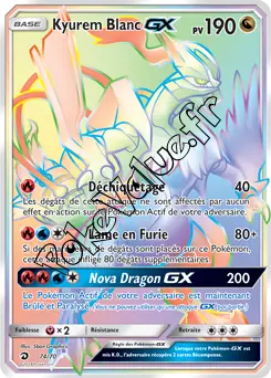 Carte Pokémon Kyurem Blanc GX n°74 de la série Majesté des Dragons