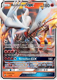 Carte Pokémon Reshiram GX  n°11 de la série Majesté des Dragons