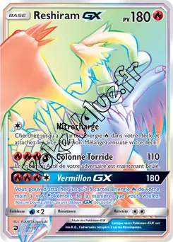Carte Pokémon Reshiram GX  n°71 de la série Majesté des Dragons