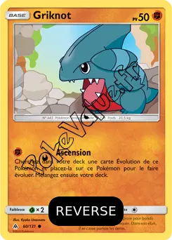 Carte Pokémon Griknot  Reverse n°60 de la série Lumière Interdite