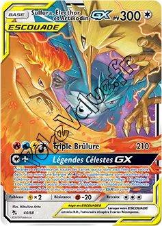 Carte Pokémon Sulfura, Électhor et Artikodin GX n°44 de la série Destinées Occultes