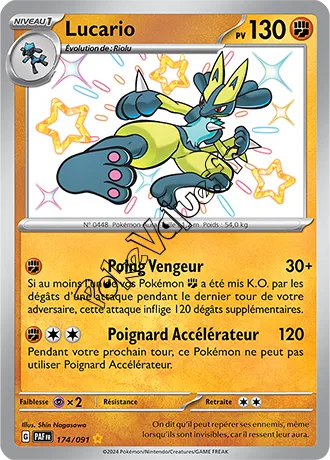 Carte Pokémon Lucario  n°174 de la série Destinées de Paldea