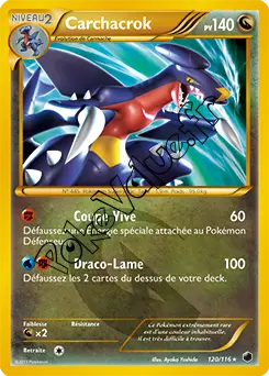 Carte Pokémon Carchacrok n°120 de la série Glaciation Plasma