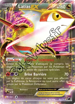 Carte Pokémon Latias EX  n°85 de la série Glaciation Plasma