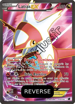 Carte Pokémon Latias EX  Reverse n°112 de la série Glaciation Plasma
