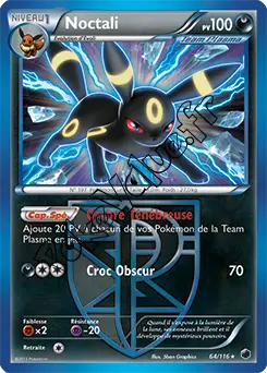 Carte Pokémon Noctali n°64 de la série Glaciation Plasma