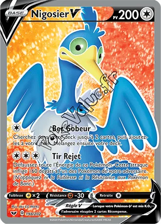 Carte Pokémon Nigosier V  n°198 de la série Épée et Bouclier