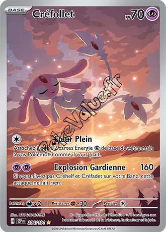 Carte Pokémon Créfadet n°204 de la série Étincelles Déferlantes