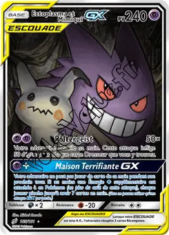 Carte Pokémon Ectoplasma et Mimiqui GX n°165 de la série Duo de Choc