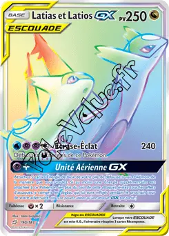 Carte Pokémon Latias et Latios GX n°190 de la série Duo de Choc