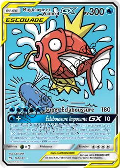 Carte Pokémon Magicarpe et Wailord GX n°161 de la série Duo de Choc